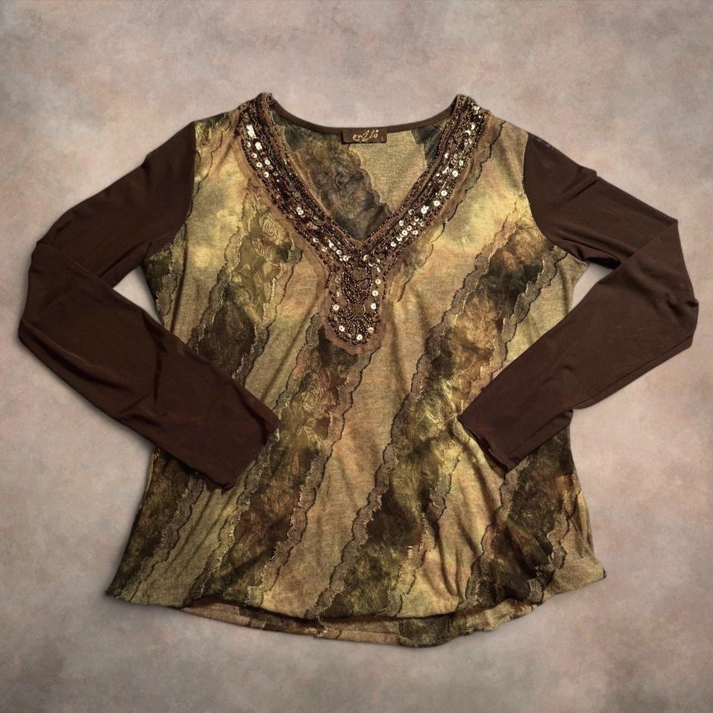 Grunge Euro whimsygoth boho beaded mesh long sleeve